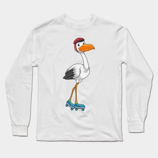 Stork as Inline skater with Roller skates Long Sleeve T-Shirt